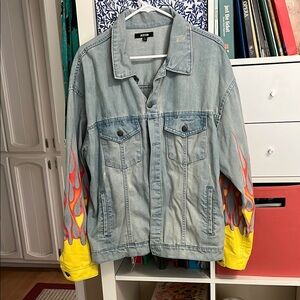 Denim Jacket  Flame Sleeves
